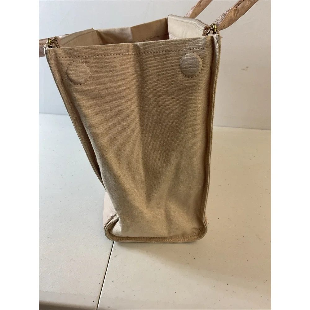 Tory Burch Ella Light Pink‎ Pebbled Leather and Canvas Large Tote Bag
